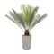 4ft. Green Sago Palm Faux Foliage Artificial Plant with Beige Ceramic Pot